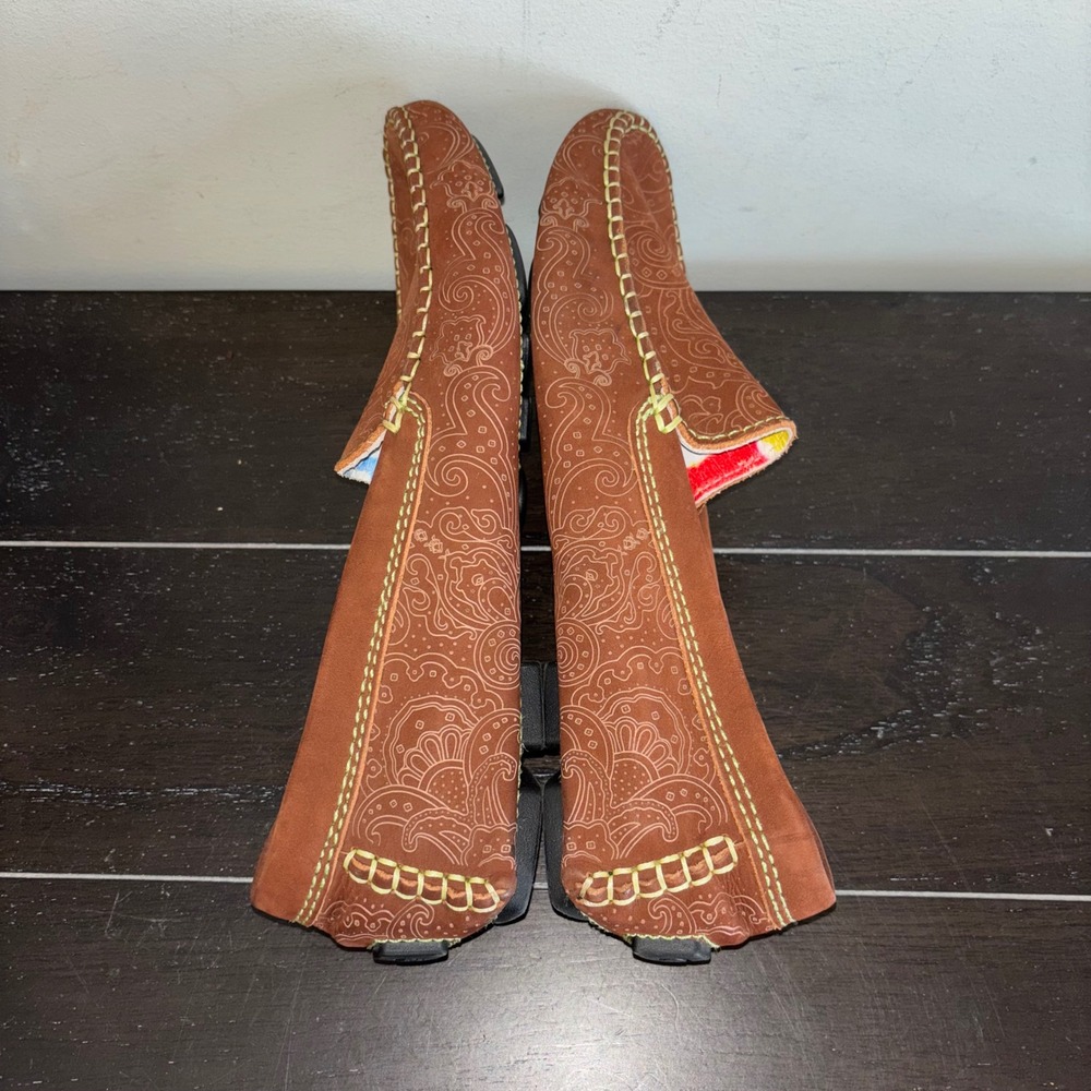 Robert Graham | Mens Size 9 | Brown Paisley Leather Driving Loafer Shoes - Picture 8 of 12